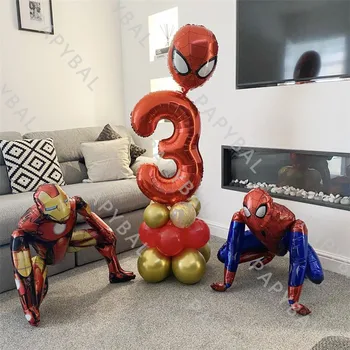 1 Takım 3D Marvel Örümcek Adam Kahraman Folyo Balon Seti 32 inç Doğum Günü Numarası Balonlar Doğum Günü Partisi Dekor Malzemeleri çocuk hediyeler