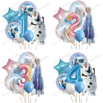 1 takım Disney Dondurulmuş Elsa Anna Folyo Balonlar Kız Doğum Günü Partisi Globos Dekor Bebek Duş Çocuklar Karikatür Olaf Prenses Buz Kraliçesi Oyuncak