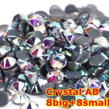 1440 adet/ grup, AAA Kalite Yeni Yönlü (8 büyük + 8 küçük) ss20 (4.8-5.0 mm) Kristal AB Demir On Düzeltme Rhinestones