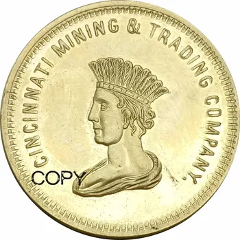 1849 Amerika Birleşik Devletleri 10 Dolar California Cincinnati Madencilik ve Ticaret A. Ş. Pirinç Kopya Paraları