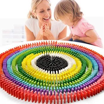 240 Adet / takım Gökkuşağı Ahşap Domino oyuncak seti Çocuk Çocuk Bebek Domino Oyunu Yapı Taşları Eğitici Doğal Ahşap Oyuncaklar Hediyeler
