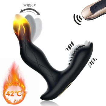 Erkek prostat masajı yapay Penis vibratör Seks Shop akıllı ısıtma Anal Plug Skrotum stimülatörü Butt Plug erotik seks oyuncakları kadınlar için