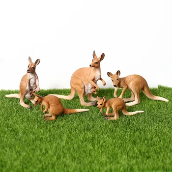 Gerçekçi Plastik Kanguru Aile Hayvan Heykelcik Oyuncaklar Vahşi Hayvanlar Modelleri Koleksiyonu Bilim Eğitici Oyuncaklar Çocuklar İçin Hediyeler