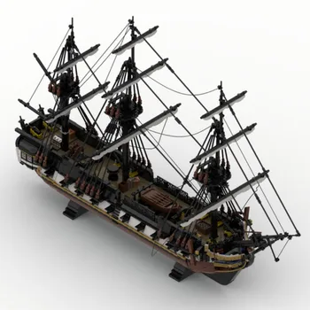 Küçük tahıl yapı taşı MOC korsan gemisi savaş gemisi DIY yapı sahne oyuncak modeli çocuk doğum günü eğitim hediye