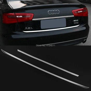 Paslanmaz Çelik Arka Kapı Kapı Trim + Arka Bagaj Kapağı Kalıplama Dekoratif Kapakları 2 Adet Araba Styling Audi A6 C7 2013-2017